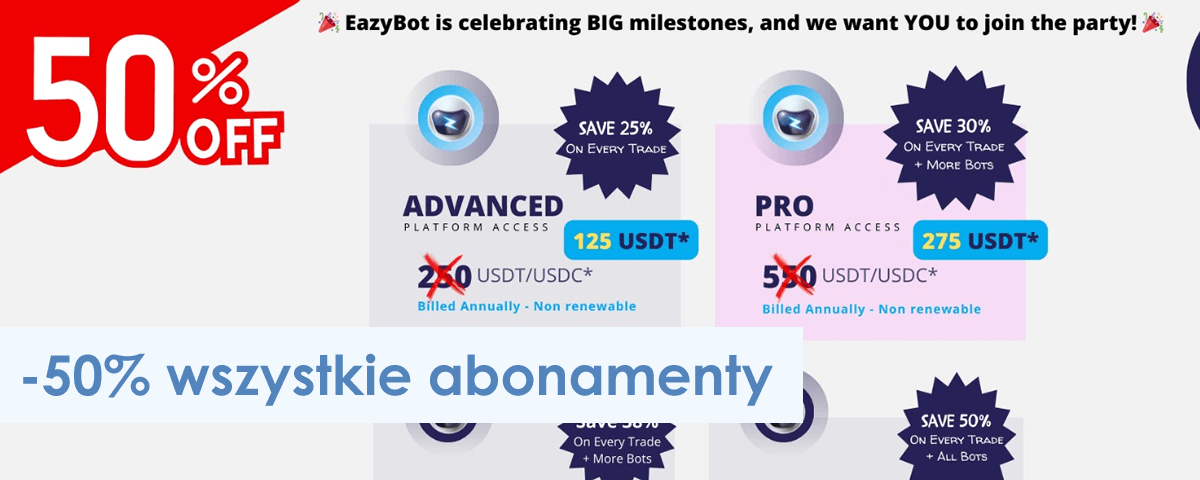 -50% na wszystkie abonamenty w EazyBot